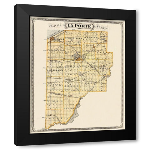 La Porte Indiana Landowner - Andreas 1876 Black Modern Wood Framed Art Print by Andreas