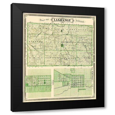 Lagrange Indiana - Andreas 1876 Black Modern Wood Framed Art Print with Double Matting by Andreas