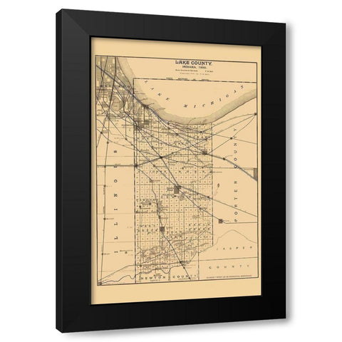 Lake Indiana - Ball 1890 Black Modern Wood Framed Art Print by Ball