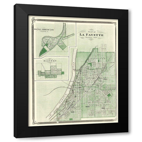 La Fayette Indiana - Baskin 1876 Black Modern Wood Framed Art Print by Baskin