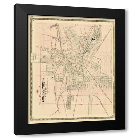 Logansport Indiana Landowner - Baskin 1876 Black Modern Wood Framed Art Print with Double Matting by Baskin