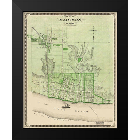 Madison Indiana Landowner - Baskin 1876 Black Modern Wood Framed Art Print by Baskin