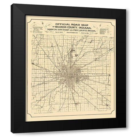 Marion Indiana - Palmer 1905 Black Modern Wood Framed Art Print by Palmer