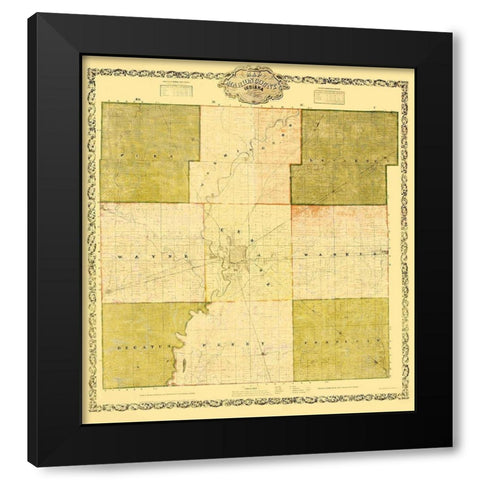 Marion Indiana Landowner - Wallace 1855 Black Modern Wood Framed Art Print with Double Matting by Wallace