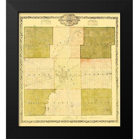 Marion Indiana Landowner - Wallace 1855 Black Modern Wood Framed Art Print by Wallace