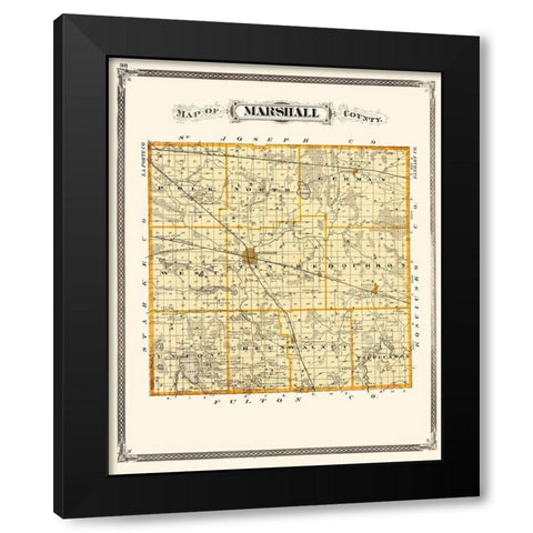 Marshall Indiana Landowner - Baskin 1876 Black Modern Wood Framed Art Print with Double Matting by Baskin