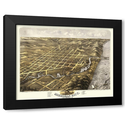 Michigan City Indiana - Ruger 1869 Black Modern Wood Framed Art Print with Double Matting by Ruger