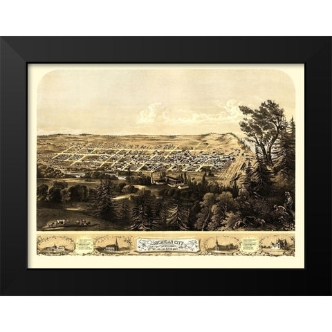 Michigan City Indiana - Ruger 1869 Black Modern Wood Framed Art Print by Ruger