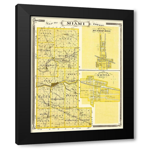 Miami Indiana Landowner - Baskin 1876 Black Modern Wood Framed Art Print by Baskin