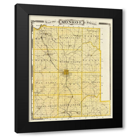 Monroe Indiana Landowner - Andreas 1876 Black Modern Wood Framed Art Print by Andreas