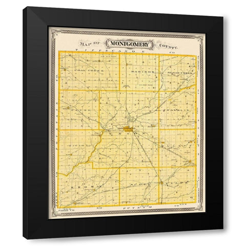 Montgomery Indiana - Andreas 1876 Black Modern Wood Framed Art Print by Andreas