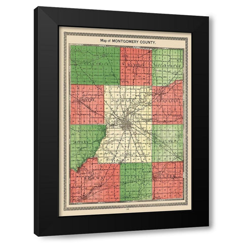 Montgomery Indiana - Hoffman 1898 Black Modern Wood Framed Art Print by Hoffman