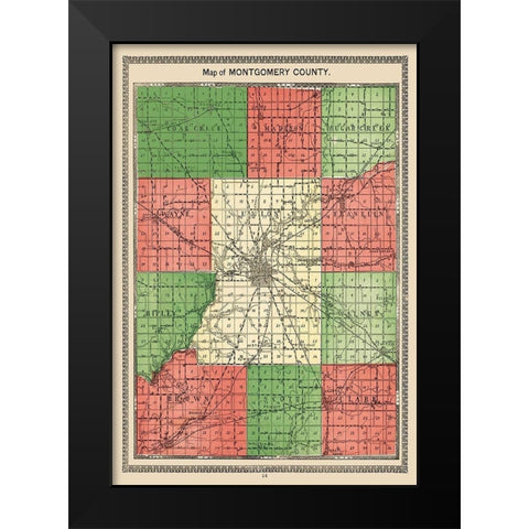 Montgomery Indiana - Hoffman 1898 Black Modern Wood Framed Art Print by Hoffman