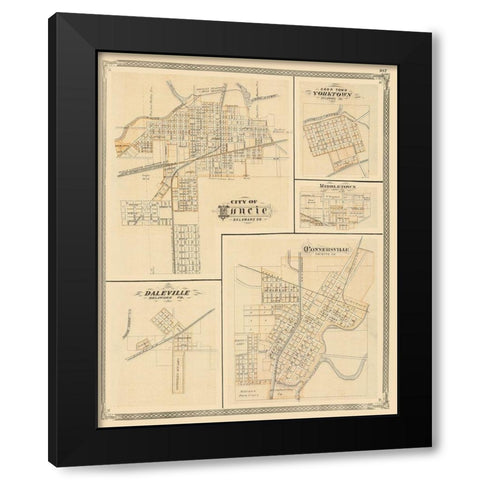 Muncie, Yorktown, Daleville, Middletown Indiana Black Modern Wood Framed Art Print with Double Matting by Baskin