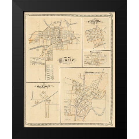 Muncie, Yorktown, Daleville, Middletown Indiana Black Modern Wood Framed Art Print by Baskin
