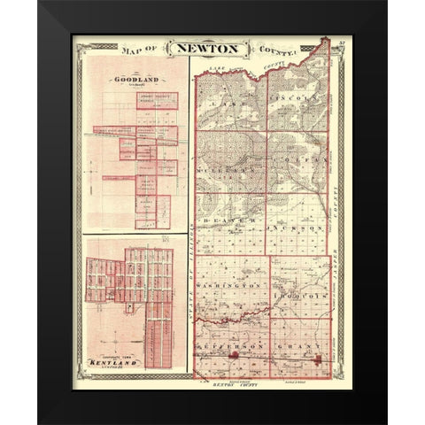 Newton Indiana - Baskin 1876 Black Modern Wood Framed Art Print by Baskin