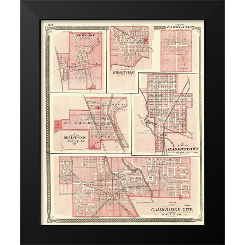 Newport, Ridgeville, Farmland, Milton Indiana Black Modern Wood Framed Art Print by Baskin