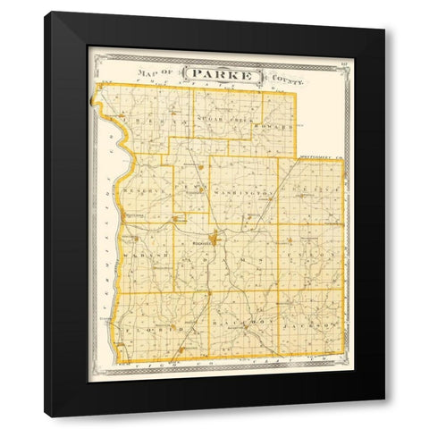 Parke Indiana - Baskin 1876 Black Modern Wood Framed Art Print with Double Matting by Baskin