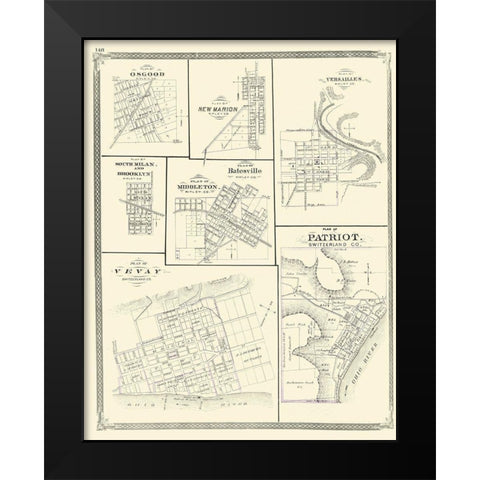 Patriot, Osgood, New Marion, Versailles Indiana Black Modern Wood Framed Art Print by Baskin