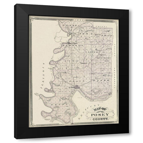 Posey Indiana Landowner - Andreas 1876 Black Modern Wood Framed Art Print with Double Matting by Andreas