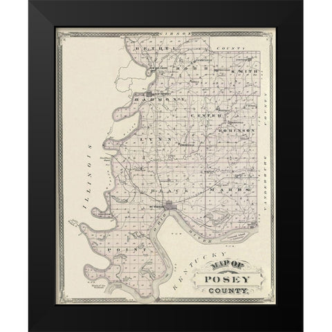 Posey Indiana Landowner - Andreas 1876 Black Modern Wood Framed Art Print by Andreas