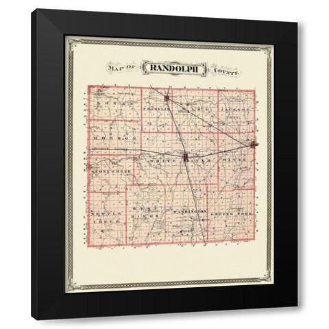 Randolph Indiana Landowner - Andreas 1876 Black Modern Wood Framed Art Print with Double Matting by Andreas