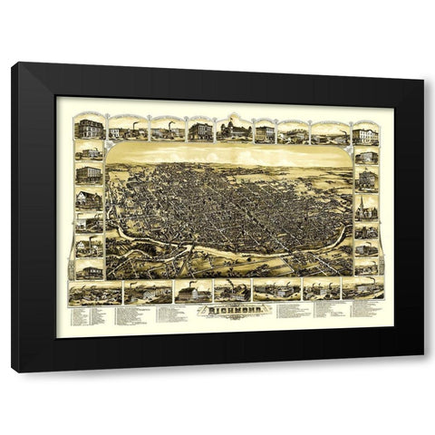 Richmond Indiana - Gilman 1884 Black Modern Wood Framed Art Print by Gilman