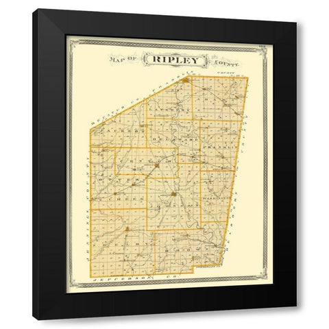 Ripley Indiana - Baskin 1876 Black Modern Wood Framed Art Print with Double Matting by Baskin