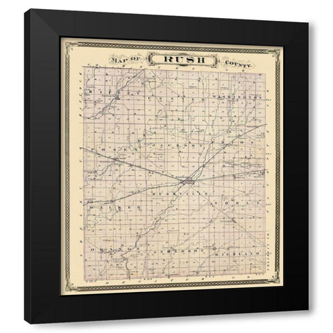 Rush Indiana Landowner - Andreas 1876 Black Modern Wood Framed Art Print with Double Matting by Andreas