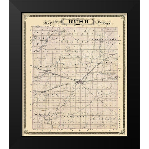 Rush Indiana Landowner - Andreas 1876 Black Modern Wood Framed Art Print by Andreas