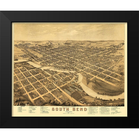 South Bend Indiana - Stoner 1874 Black Modern Wood Framed Art Print by Stoner