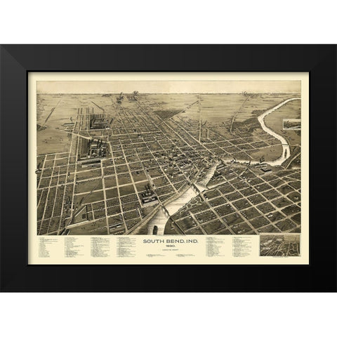 South Bend Indiana - Pauli 1890 Black Modern Wood Framed Art Print by Pauli