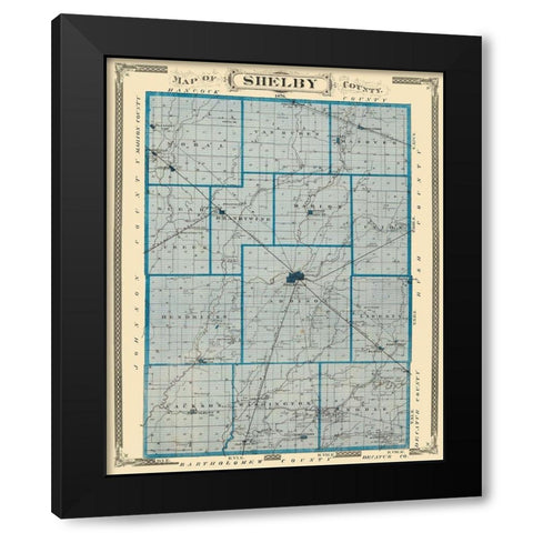 Shelby Indiana Landowner - Andreas 1876 Black Modern Wood Framed Art Print by Andreas