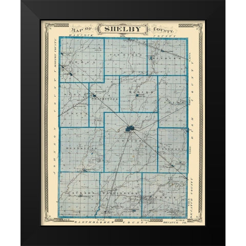 Shelby Indiana Landowner - Andreas 1876 Black Modern Wood Framed Art Print by Andreas
