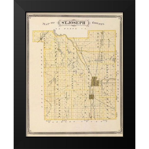 St Joseph Indiana - Andreas 1876 Black Modern Wood Framed Art Print by Andreas
