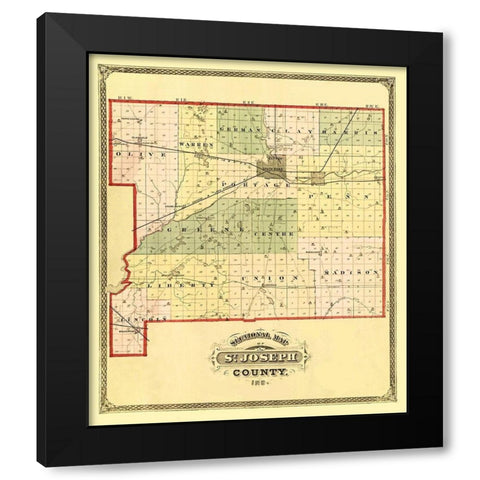 St Joseph Indiana - Higgins 1875 Black Modern Wood Framed Art Print by Higgins