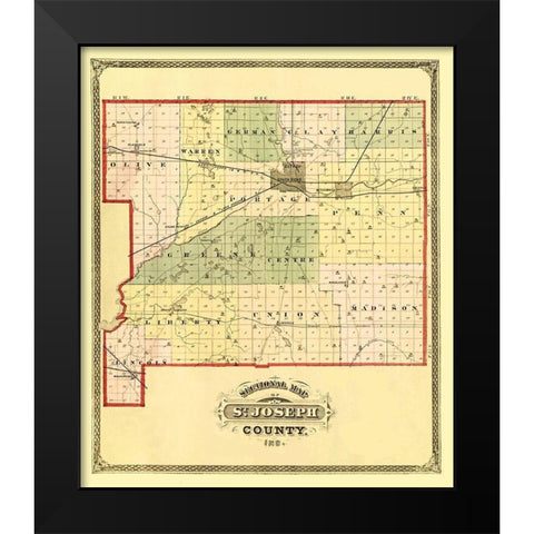 St Joseph Indiana - Higgins 1875 Black Modern Wood Framed Art Print by Higgins