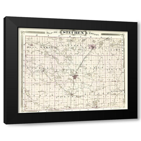 Steuben Indiana - Baskin 1876 Black Modern Wood Framed Art Print by Baskin