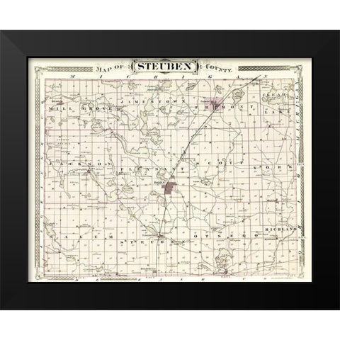 Steuben Indiana - Baskin 1876 Black Modern Wood Framed Art Print by Baskin