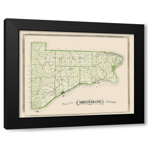 Switzerland Indiana - Andreas 1876 Black Modern Wood Framed Art Print with Double Matting by Andreas