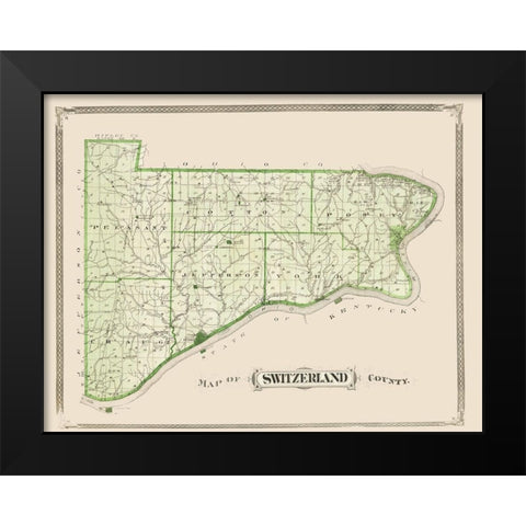 Switzerland Indiana - Andreas 1876 Black Modern Wood Framed Art Print by Andreas