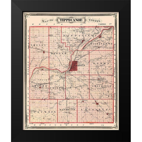 Tippecanoe Indiana Landowner - Andreas 1876 Black Modern Wood Framed Art Print by Andreas