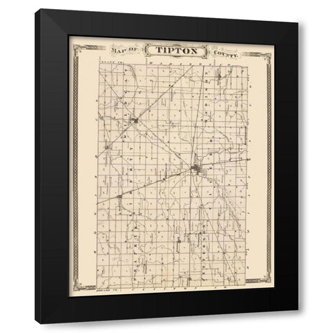 Tipton Indiana Landowner - Andreas 1876 Black Modern Wood Framed Art Print by Andreas