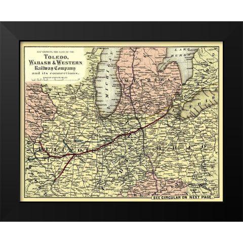 Toledo, Wabash and Western Railway 1 - Colton 1873 Black Modern Wood Framed Art Print by Colton