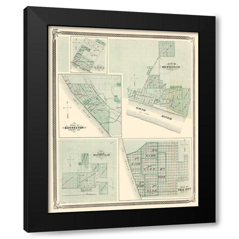 Troy, Cannelton, Newburgh, Tell City Indiana Black Modern Wood Framed Art Print by Baskin