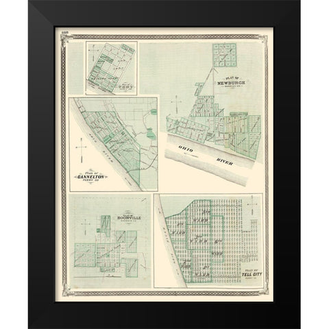 Troy, Cannelton, Newburgh, Tell City Indiana Black Modern Wood Framed Art Print by Baskin