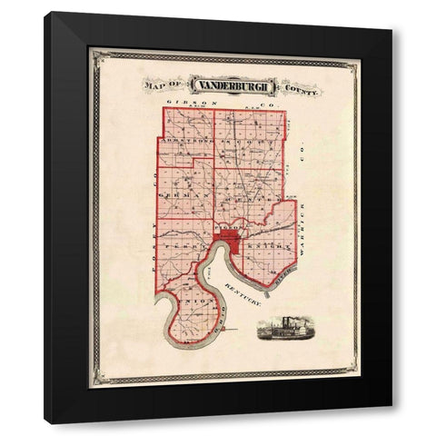 Vanderburgh Indiana Landowner - Andreas 1876 Black Modern Wood Framed Art Print by Andreas