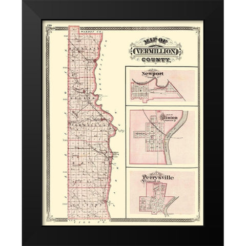 Vermillion Indiana - Baskin 1876 Black Modern Wood Framed Art Print by Baskin