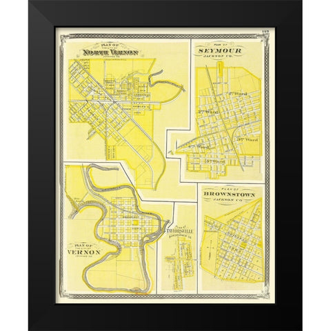 Vernon, Seymour, Brownstone Indiana - Baskin 1876 Black Modern Wood Framed Art Print by Baskin