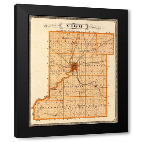 Vigo Indiana - Andreas 1876 Black Modern Wood Framed Art Print with Double Matting by Andreas